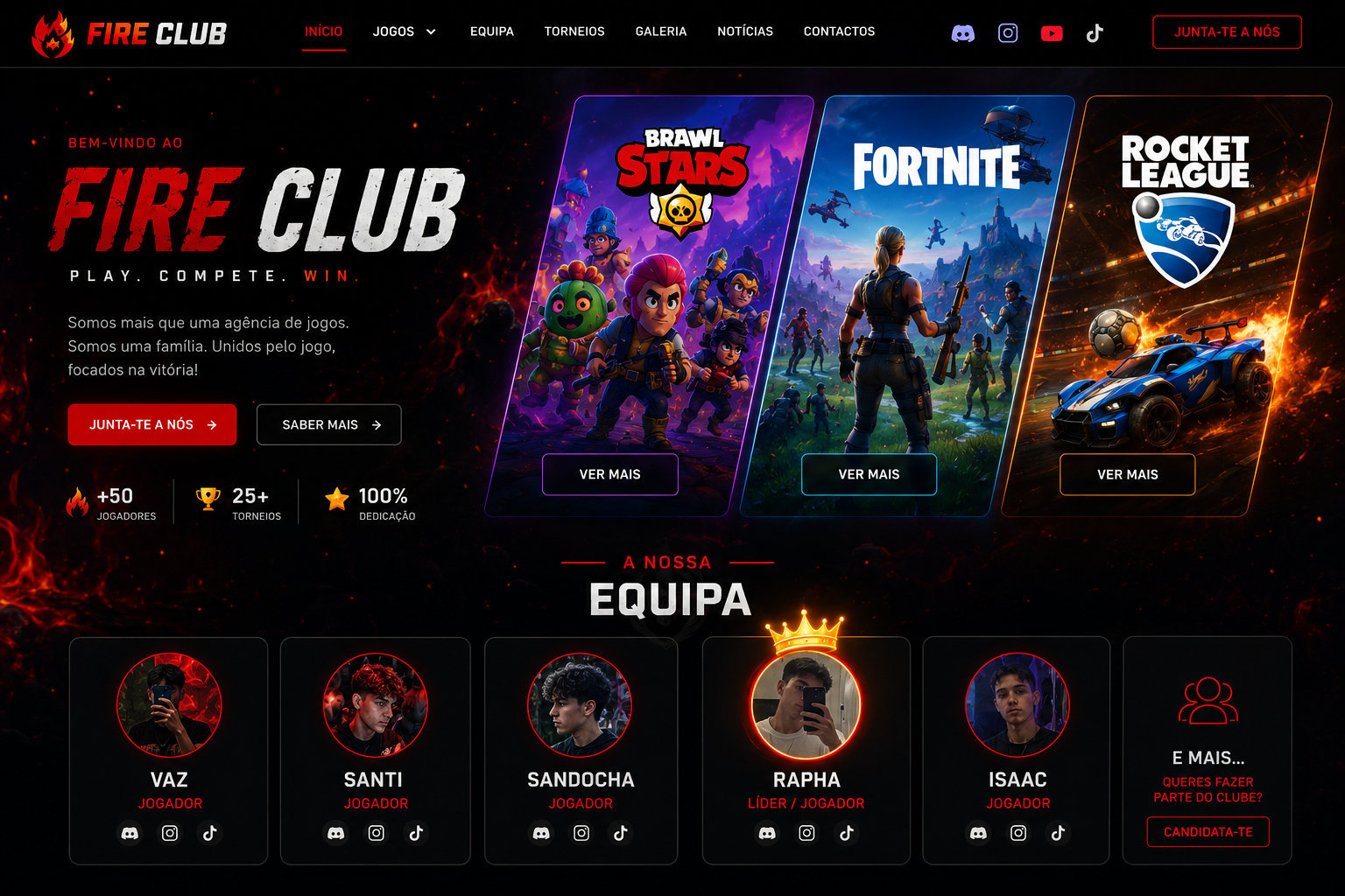 Design visual do FIRE CLUB